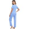 imageWiWi Womens Viscose from Bamboo Pajamas Set 2 Piece Soft Top with Long Pants Pjs Sleepwear Lightweight Loungewear Sets SXXLAair Blue