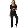 imageWiWi Womens Viscose from Bamboo Pajamas Set 2 Piece Soft Top with Long Pants Pjs Sleepwear Lightweight Loungewear Sets SXXLAblack