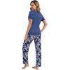 imageWiWi Womens Viscose from Bamboo Pajamas Set 2 Piece Soft Top with Long Pants Pjs Sleepwear Lightweight Loungewear Sets SXXLAblue DepthGray Peony