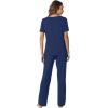 imageWiWi Womens Viscose from Bamboo Pajamas Set 2 Piece Soft Top with Long Pants Pjs Sleepwear Lightweight Loungewear Sets SXXLAdark Blue