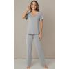 imageWiWi Womens Viscose from Bamboo Pajamas Set 2 Piece Soft Top with Long Pants Pjs Sleepwear Lightweight Loungewear Sets SXXLAheather Grey