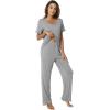 imageWiWi Womens Viscose from Bamboo Pajamas Set 2 Piece Soft Top with Long Pants Pjs Sleepwear Lightweight Loungewear Sets SXXLAheather Grey