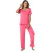 imageWiWi Womens Viscose from Bamboo Pajamas Set 2 Piece Soft Top with Long Pants Pjs Sleepwear Lightweight Loungewear Sets SXXLAhot Pink