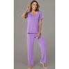 imageWiWi Womens Viscose from Bamboo Pajamas Set 2 Piece Soft Top with Long Pants Pjs Sleepwear Lightweight Loungewear Sets SXXLAmedium Purple