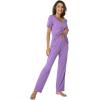 imageWiWi Womens Viscose from Bamboo Pajamas Set 2 Piece Soft Top with Long Pants Pjs Sleepwear Lightweight Loungewear Sets SXXLAmedium Purple