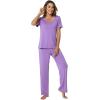 imageWiWi Womens Viscose from Bamboo Pajamas Set 2 Piece Soft Top with Long Pants Pjs Sleepwear Lightweight Loungewear Sets SXXLAmedium Purple