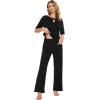 imageWiWi Womens Viscose from Bamboo Pajamas Set 2 Piece Soft Top with Long Pants Pjs Sleepwear Lightweight Loungewear Sets SXXLBblack