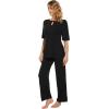 imageWiWi Womens Viscose from Bamboo Pajamas Set 2 Piece Soft Top with Long Pants Pjs Sleepwear Lightweight Loungewear Sets SXXLBblack
