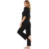 imageWiWi Womens Viscose from Bamboo Pajamas Set 2 Piece Soft Top with Long Pants Pjs Sleepwear Lightweight Loungewear Sets SXXLBblack