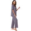 imageWiWi Womens Viscose from Bamboo Pajamas Set 2 Piece Soft Top with Long Pants Pjs Sleepwear Lightweight Loungewear Sets SXXLBdark Grey