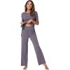 imageWiWi Womens Viscose from Bamboo Pajamas Set 2 Piece Soft Top with Long Pants Pjs Sleepwear Lightweight Loungewear Sets SXXLBdark Grey