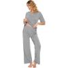 imageWiWi Womens Viscose from Bamboo Pajamas Set 2 Piece Soft Top with Long Pants Pjs Sleepwear Lightweight Loungewear Sets SXXLBheather Grey