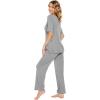 imageWiWi Womens Viscose from Bamboo Pajamas Set 2 Piece Soft Top with Long Pants Pjs Sleepwear Lightweight Loungewear Sets SXXLBheather Grey