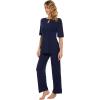 imageWiWi Womens Viscose from Bamboo Pajamas Set 2 Piece Soft Top with Long Pants Pjs Sleepwear Lightweight Loungewear Sets SXXLBnavy