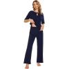 imageWiWi Womens Viscose from Bamboo Pajamas Set 2 Piece Soft Top with Long Pants Pjs Sleepwear Lightweight Loungewear Sets SXXLBnavy