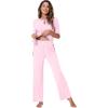 imageWiWi Womens Viscose from Bamboo Pajamas Set 2 Piece Soft Top with Long Pants Pjs Sleepwear Lightweight Loungewear Sets SXXLBpink