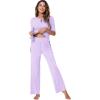 imageWiWi Womens Viscose from Bamboo Pajamas Set 2 Piece Soft Top with Long Pants Pjs Sleepwear Lightweight Loungewear Sets SXXLBtaro Purple