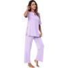 imageWiWi Womens Viscose from Bamboo Pajamas Set 2 Piece Soft Top with Long Pants Pjs Sleepwear Lightweight Loungewear Sets SXXLBtaro Purple