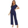 imageWiWi Bamboo Viscose Pajamas for Women Soft Comfy Loungewear Short Sleeve Tops and Long Pants Sleepwear Pjs SXXLAnavy