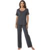 imageWiWi Womens Viscose from Bamboo Pajamas Set 2 Piece Soft Top with Long Pants Pjs Sleepwear Lightweight Loungewear Sets SXXLAcharcoal