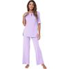 imageWiWi Womens Viscose from Bamboo Pajamas Set 2 Piece Soft Top with Long Pants Pjs Sleepwear Lightweight Loungewear Sets SXXLBtaro Purple