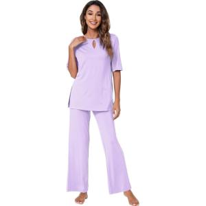 imageWiWi Womens Viscose from Bamboo Pajamas Set 2 Piece Soft Top with Long Pants Pjs Sleepwear Lightweight Loungewear Sets SXXLBtaro Purple