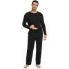imageWiWi Mens Pajamas Set Lightweight Sleepwear Long Sleeve Sleep Shirt and Long Pants Viscose from Bamboo Lounge Sets SXXLBlack