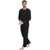 imageWiWi Mens Pajamas Set Lightweight Sleepwear Long Sleeve Sleep Shirt and Long Pants Viscose from Bamboo Lounge Sets SXXLBlack