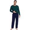 imageWiWi Mens Pajamas Set Lightweight Sleepwear Long Sleeve Sleep Shirt and Long Pants Viscose from Bamboo Lounge Sets SXXLPeacock Greennavy