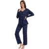 imageWiWi Viscose from Bamboo Pajama Sets for Women Soft Pjs Loungewear Short Sleeve Top with Pants Sleepwear Pajamas SXXLBblue Constellation