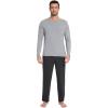 imageWiWi Mens Pajamas Set Lightweight Sleepwear Long Sleeve Sleep Shirt and Long Pants Viscose from Bamboo Lounge Sets SXXLHeather Greycharcoal Heather