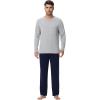 imageWiWi Mens Pajamas Set Lightweight Sleepwear Long Sleeve Sleep Shirt and Long Pants Viscose from Bamboo Lounge Sets SXXLLight Heather Greynavy