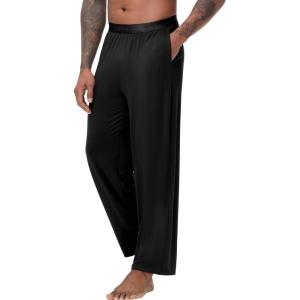 imageWiWi Viscose from Bamboo Mens Sleep Pant Sports Trousers with Pockets Light bottom SXXLBblack