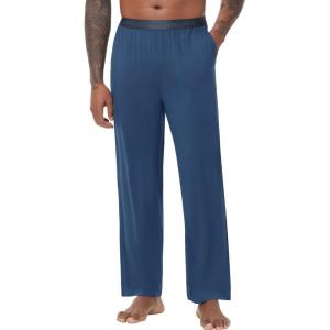 imageWiWi Viscose from Bamboo Mens Sleep Pant Sports Trousers with Pockets Light bottom SXXLBdark Blue