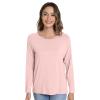imageWiWi Womens Viscose from Bamboo Pajama Tops Soft Basic Sleep Shirt Loose Long Sleeves TShirt Loungewear SXXLApeach Pink