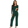 imageWiWi Pajamas for Women Long Sleeve Sleepwear with Pants Set Soft Casual Pj Warm Viscose from Bamboo Lounge Sets SXXLAfence Green