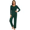 imageWiWi Pajamas for Women Long Sleeve Sleepwear with Pants Set Soft Casual Pj Warm Viscose from Bamboo Lounge Sets SXXLAfence Green