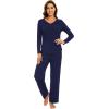 imageWiWi Pajamas for Women Long Sleeve Sleepwear with Pants Set Soft Casual Pj Warm Viscose from Bamboo Lounge Sets SXXLAnavy