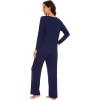 imageWiWi Pajamas for Women Long Sleeve Sleepwear with Pants Set Soft Casual Pj Warm Viscose from Bamboo Lounge Sets SXXLAnavy