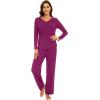 imageWiWi Pajamas for Women Long Sleeve Sleepwear with Pants Set Soft Casual Pj Warm Viscose from Bamboo Lounge Sets SXXLApurplish Red