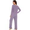 imageWiWi Pajamas for Women Long Sleeve Sleepwear with Pants Set Soft Casual Pj Warm Viscose from Bamboo Lounge Sets SXXLAviolet