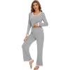 imageWiWi Womens Pajama Sets Soft Long Sleeves Top with Pants PJ 2 Piece Viscose from Bamboo Loungewear Set SXXLAlight Heather Grey