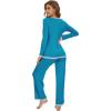 imageWiWi Womens Pajama Sets Soft Long Sleeves Top with Pants PJ 2 Piece Viscose from Bamboo Loungewear Set SXXLAteal Blue