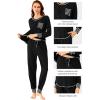 imageWiWi Bamboo Viscose Pajamas Set for Women Long Sleeve Sleepwear Soft Loungewear Pjs Jogger Pants Lounge Sets SXXLAblack
