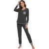 imageWiWi Bamboo Viscose Pajamas Set for Women Long Sleeve Sleepwear Soft Loungewear Pjs Jogger Pants Lounge Sets SXXLAcharcoal Heather