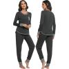 imageWiWi Bamboo Viscose Pajamas Set for Women Long Sleeve Sleepwear Soft Loungewear Pjs Jogger Pants Lounge Sets SXXLAcharcoal Heather