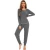 imageWiWi Bamboo Viscose Pajamas Set for Women Long Sleeve Sleepwear Soft Loungewear Pjs Jogger Pants Lounge Sets SXXLAdark Heather Grey