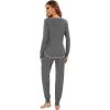imageWiWi Bamboo Viscose Pajamas Set for Women Long Sleeve Sleepwear Soft Loungewear Pjs Jogger Pants Lounge Sets SXXLAdark Heather Grey