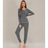 imageWiWi Bamboo Viscose Pajamas Set for Women Long Sleeve Sleepwear Soft Loungewear Pjs Jogger Pants Lounge Sets SXXLAdark Heather Grey