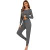 imageWiWi Bamboo Viscose Pajamas Set for Women Long Sleeve Sleepwear Soft Loungewear Pjs Jogger Pants Lounge Sets SXXLAdark Heather Grey